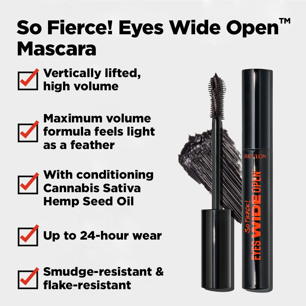 So Fierce! Eyes Wide Open Mascara – maskara për qerpikë të ngritur, volum maksimal, rezistente ndaj njollave dhe transferimeve / So Fierce! Eyes Wide Open mascara for lifted lashes, maximum volume, smudge- and transfer-resistant