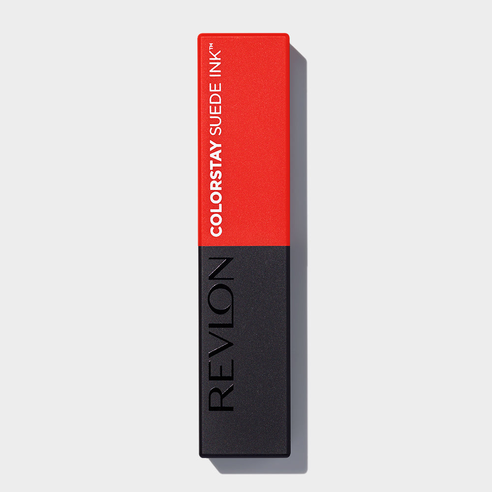 Revlon ColorStay Suede Ink Lipstick, longwear matte lipstick, smudge-proof and transfer-resistant, 8-hour wear, intense pigmented vegan formula, precise angled tip for easy application | Buzëkuq Revlon ColorStay Suede Ink, buzëkuq mat qëndron gjatë, pa njolla dhe pa transferim, qëndron deri në 8 orë, formulë vegane me pigment të theksuar, majë e pjerrët për aplikim të saktë