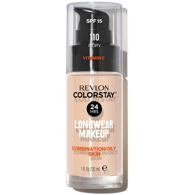 Revlon ColorStay Longwear Makeup for Combination/Oily Skin, 24-hour foundation, oil-absorbing longwear foundation, smooth matte finish, SPF 15 broad spectrum, high-performance pigment, vitamin E antioxidant | Fondatinë Revlon ColorStay për lëkurë të kombinuar/të yndyrshme, fondatinë qëndron 24 orë, thith vajin dhe ofron përfundim të lëmuar dhe mat, SPF 15, pigment me performancë të lartë, Vitaminë E antioksiduese